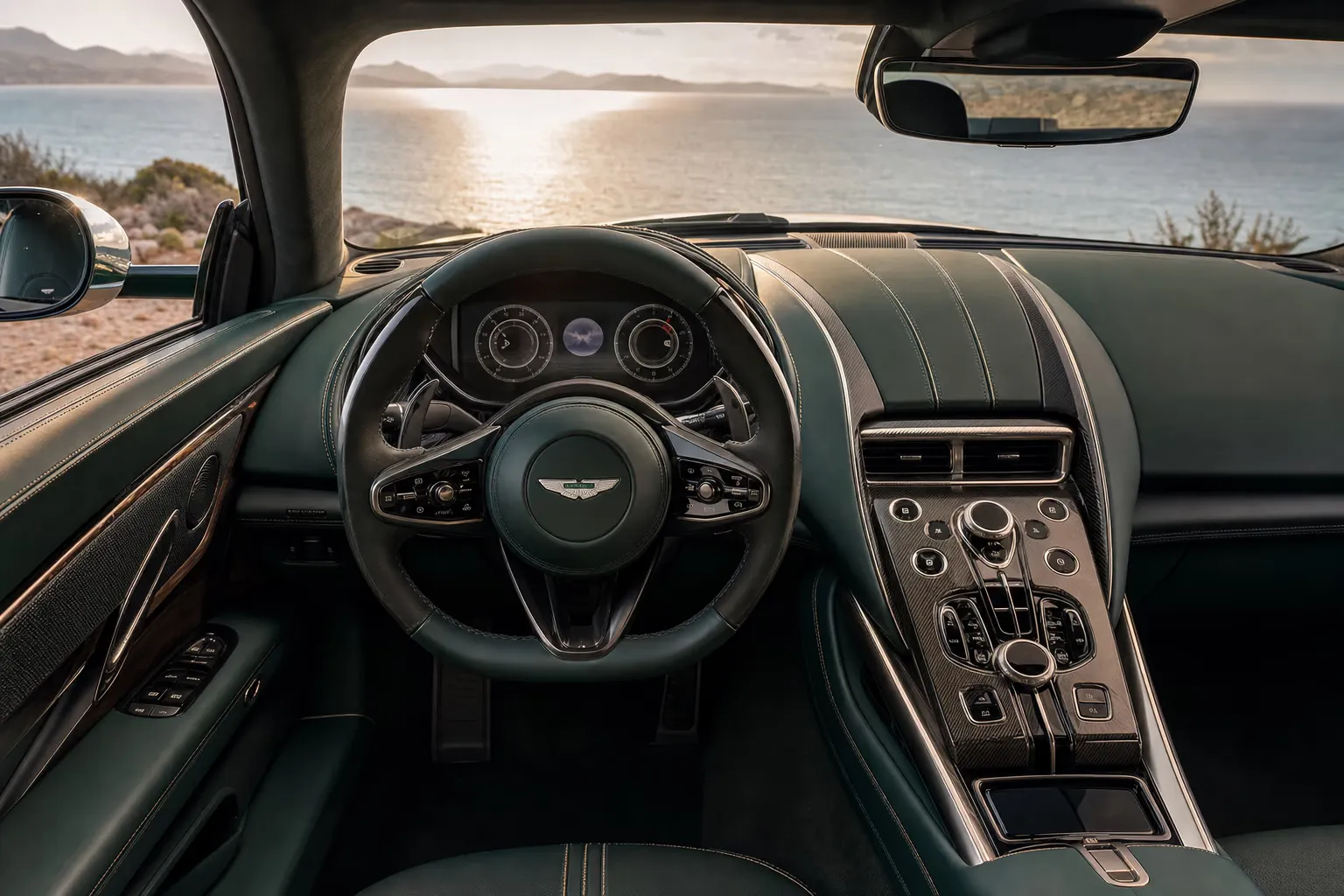 Interni di Aston Martin Vanquish – noleggio in Sardegna
