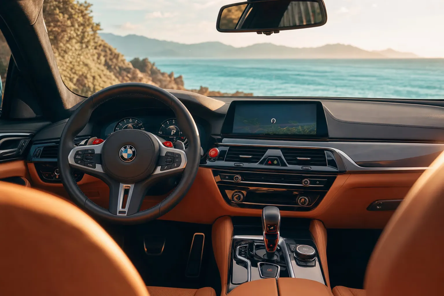 Interni di BMW M5 – noleggio in Sardegna