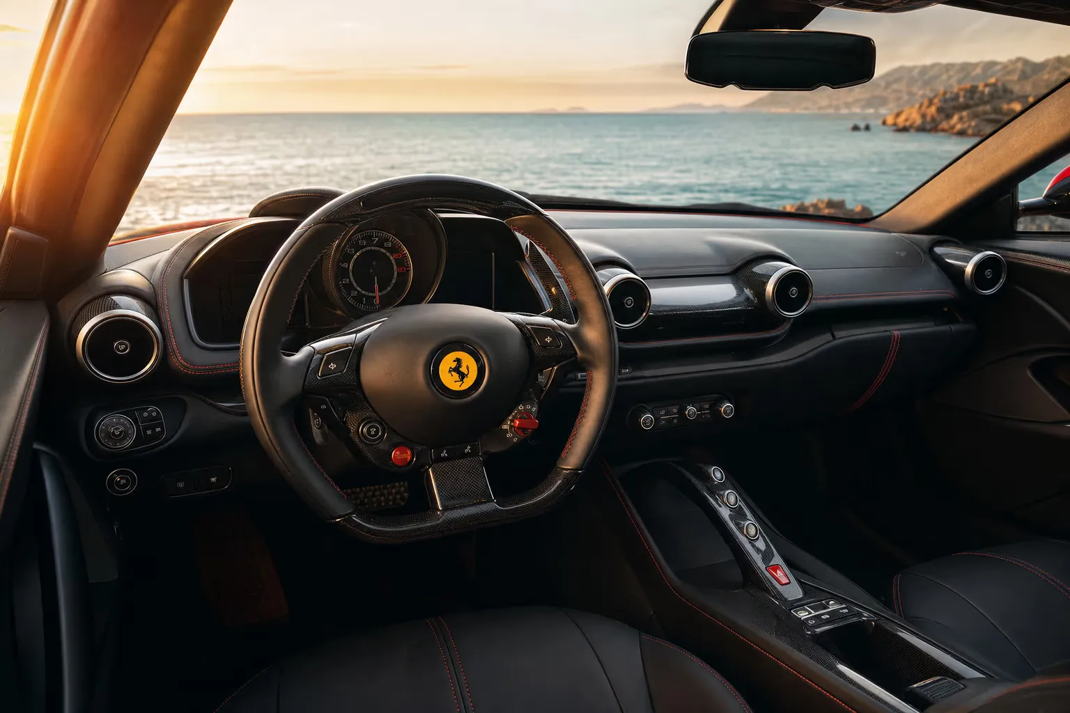 Interni di Ferrari 812 Superfast – noleggio in Sardegna