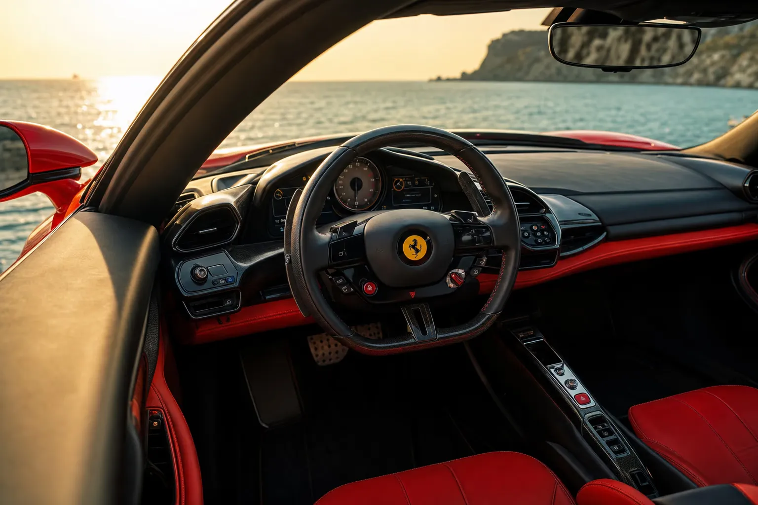 Interni di Ferrari SF90 Stradale – noleggio in Sardegna