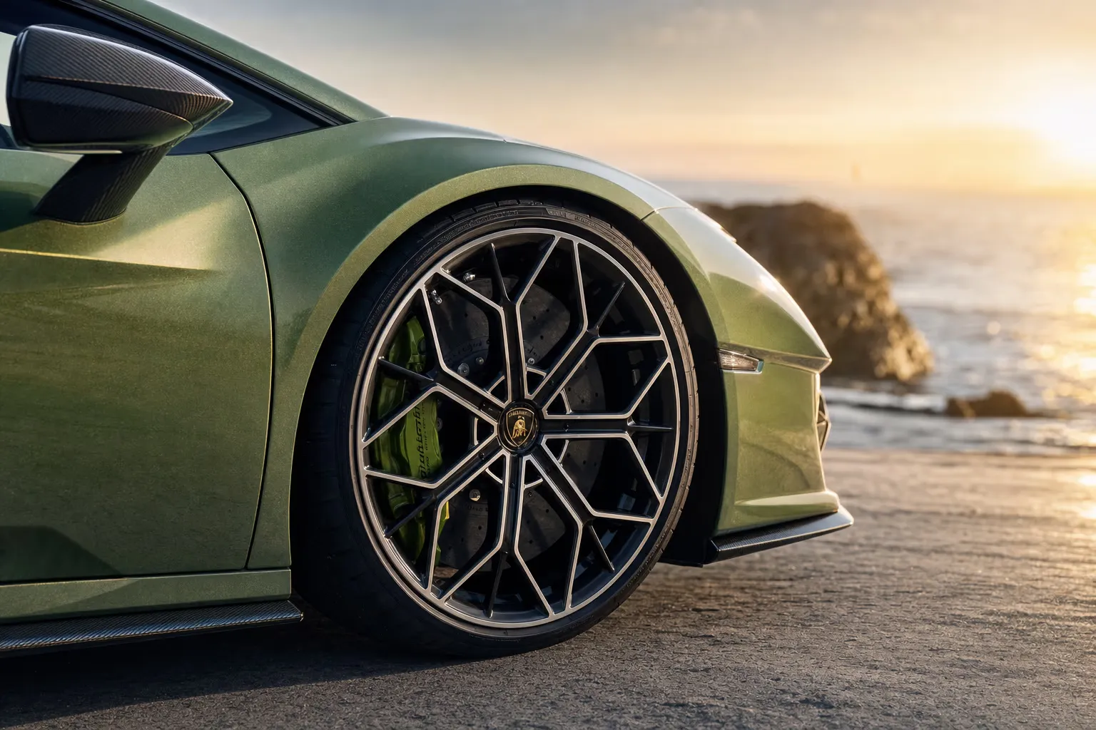 Dettaglio cerchio e pinza freno della Lamborghini Temerario