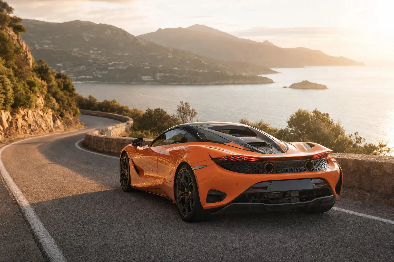 McLaren 720S su strada costiera in Sardegna