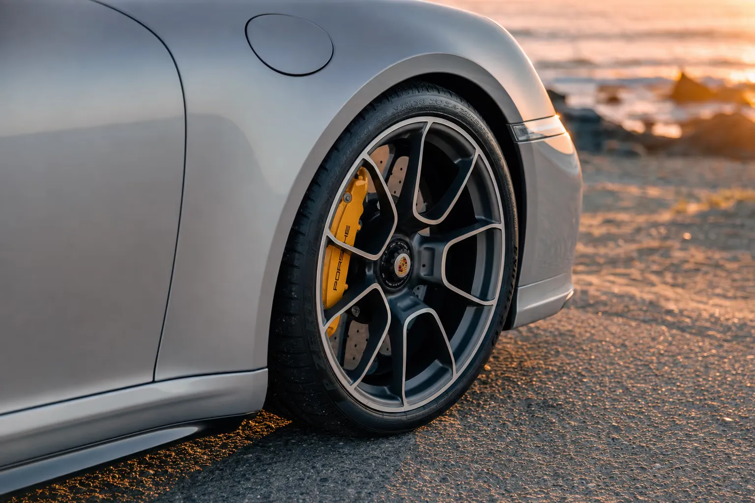 Dettaglio cerchio e pinza freno della Porsche 911 Turbo