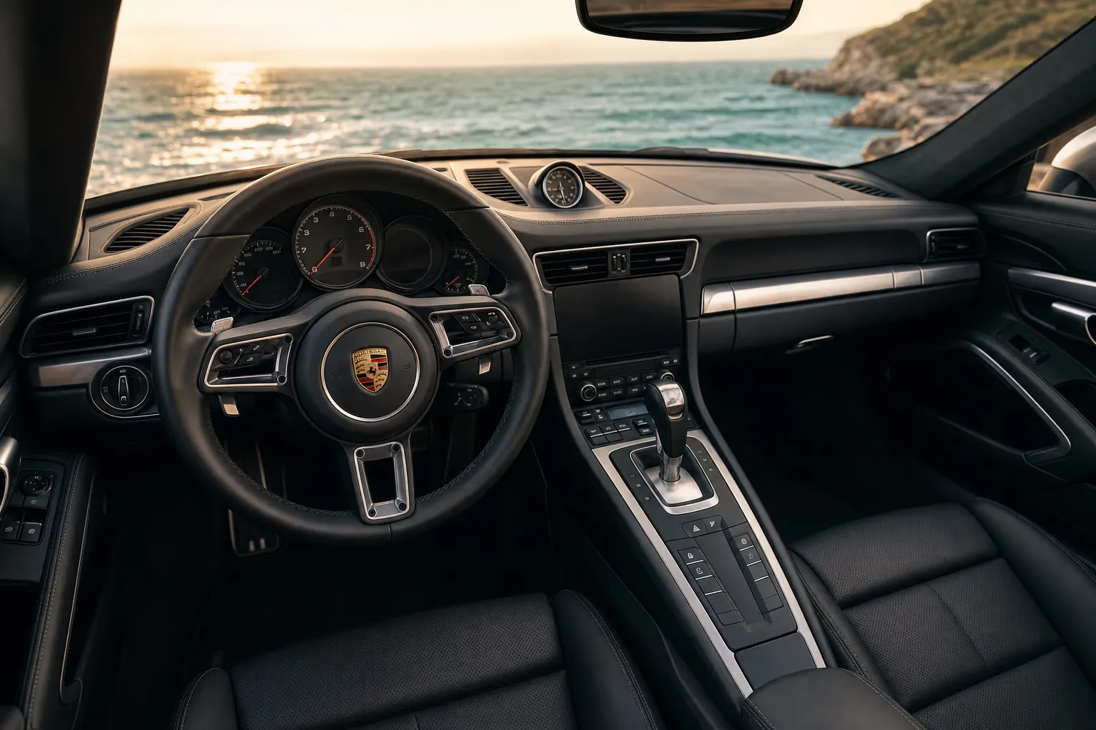 Interni di Porsche 911 Turbo – noleggio in Sardegna