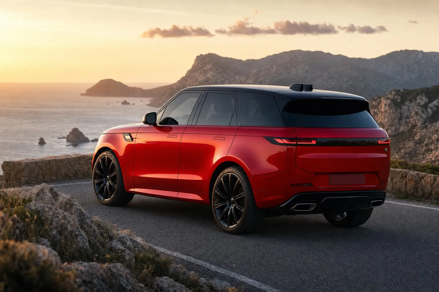 Range Rover Range Rover Sport su strada costiera in Sardegna