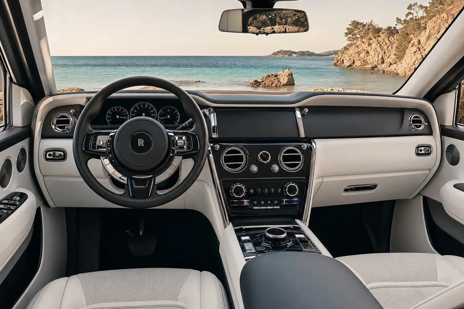 Interni di Rolls-Royce Cullinan – noleggio in Sardegna