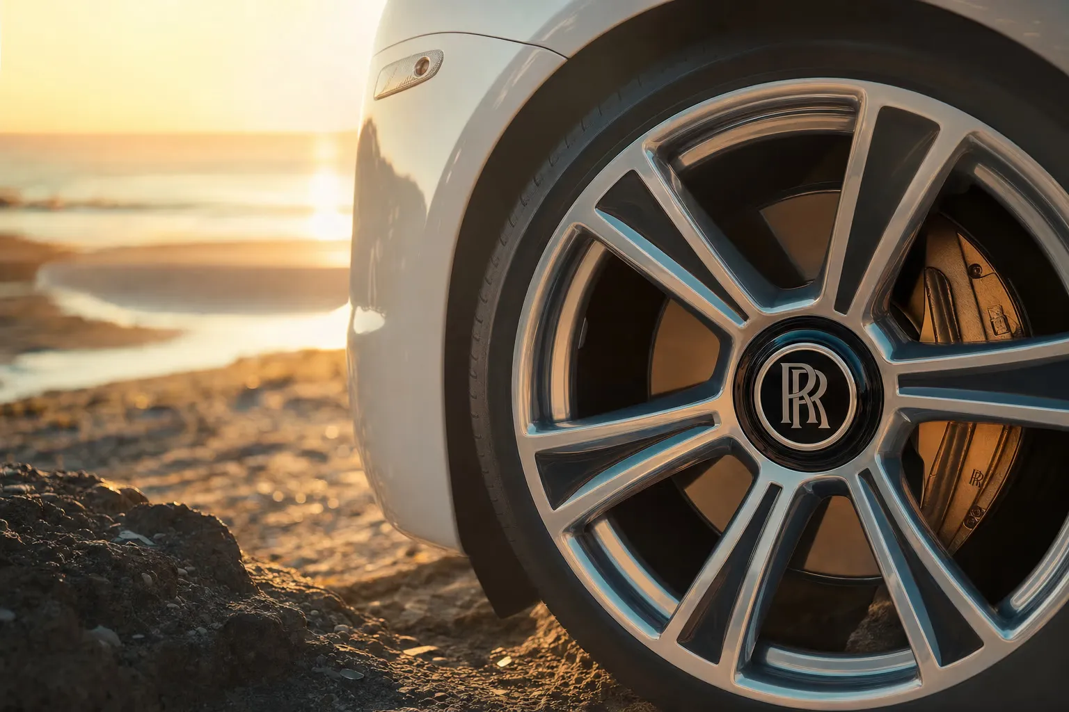 Dettaglio cerchio e pinza freno della Rolls-Royce Dawn